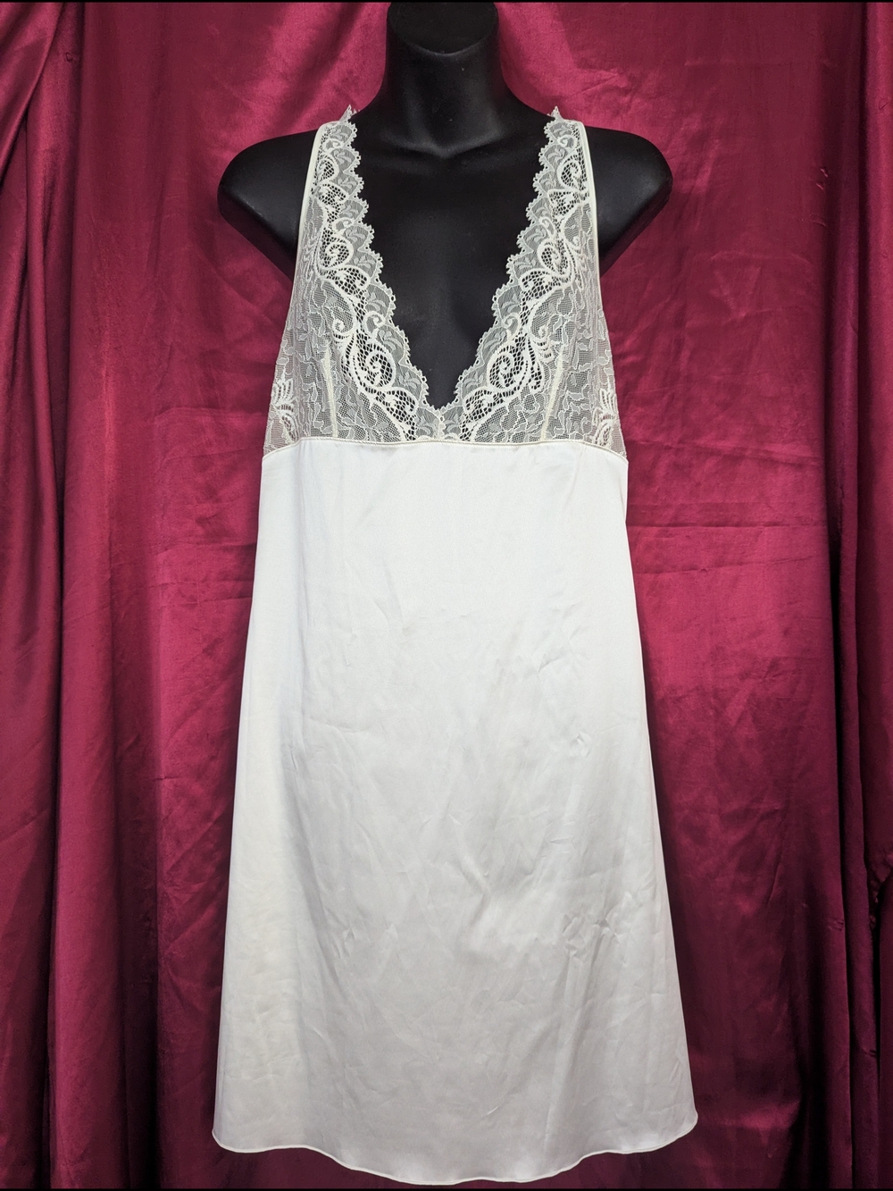 Sexy Simone Perele Lace Nightgown Chemise Slip Dress Creamy White Sz Med-Large